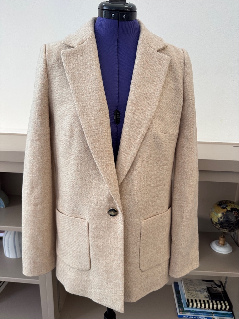 Sézane Romane Mottled Ecru Wool Tailored Blazer Jacket Women’s Size FR 34 US 2 - Picture 6 of 9